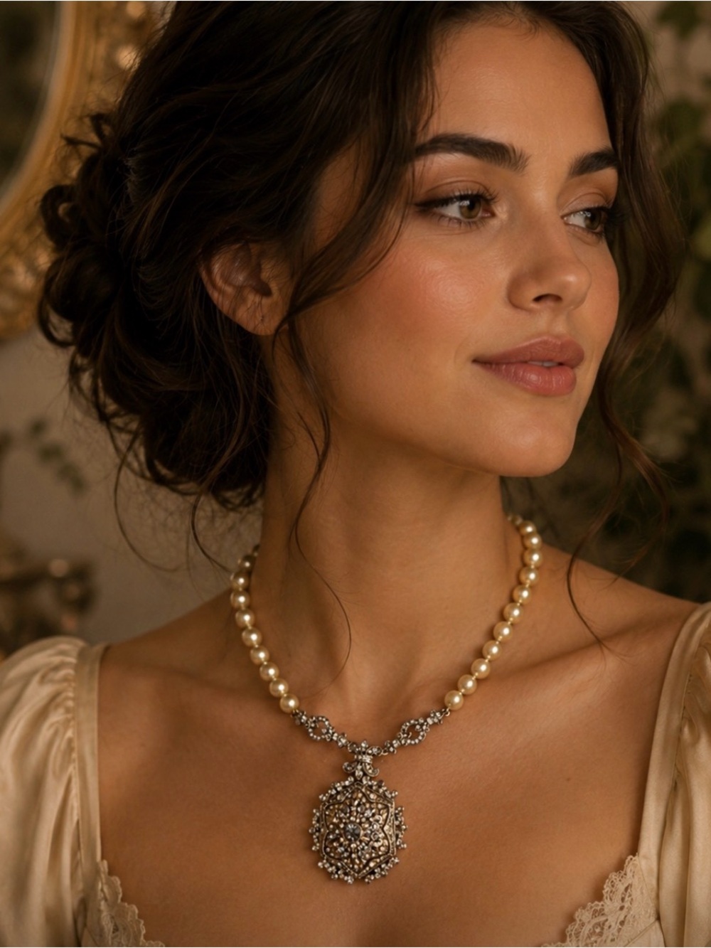 HEIDI DAUS “Unforgettable Lavaliere” Pearl Locket Drop Necklace and Bracelet Set